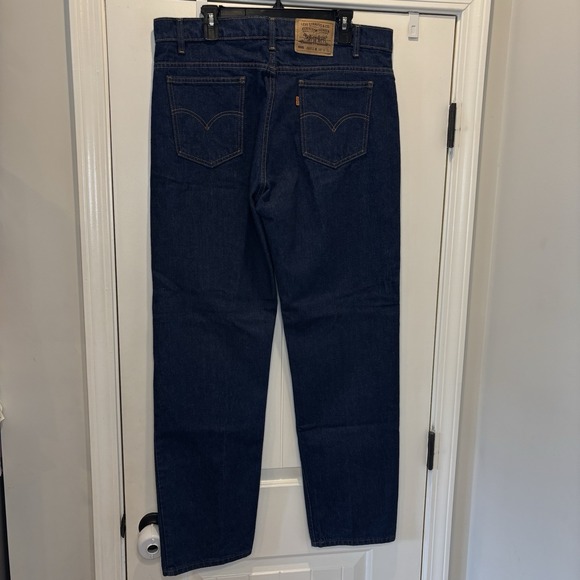 VTG 90s Levi's Jeans 505 Mens 38x32 Dark Wash Denim Orange Tab Straight Leg Blue - Picture 7 of 14